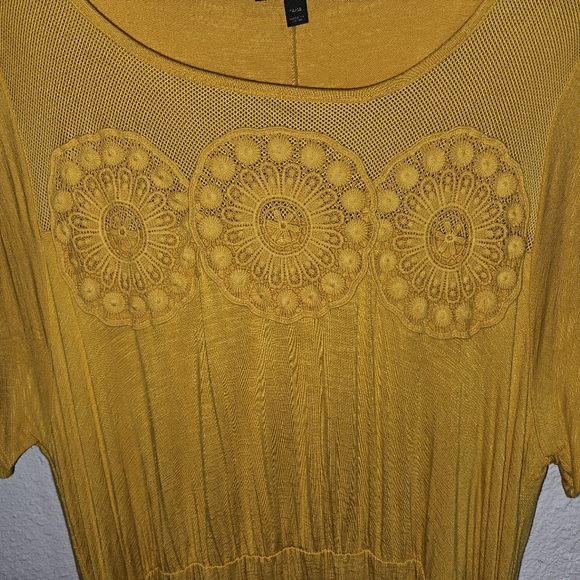 Lane Bryant Maxi High-Low Dress Hippie Boho Mustard Yellow Y2K Retro 80's XL - Picture 5 of 9